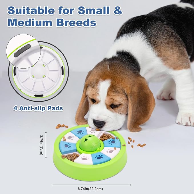 Interactive Dogs Toys for Slow Feeder, Pets Puzzle Feeders for Food Dispenser, Cat Treat Puzzle Feeder for Medium Small Dogs Cats IQ Training Reducing Boredom Intelligence Improving (Green)