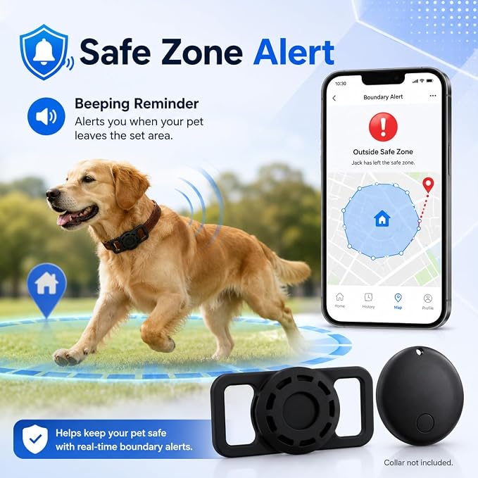 GPS Smart Collar for Dogs, Android Pet Tag. Waterproof, Google Find My Compatible, No Monthly Fee. Advanced Tracker ensures Safety for Small to Large Dogs. (Tracker for Dog)