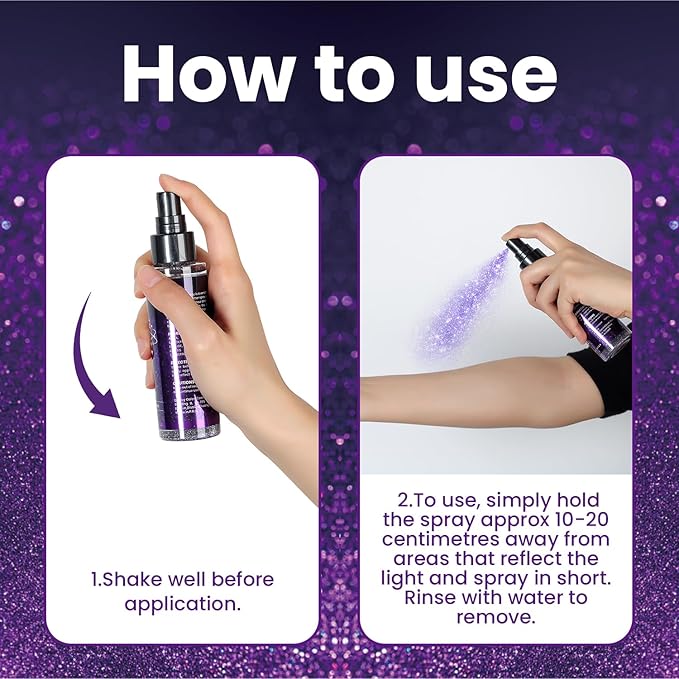 Brzeaf Waterproof Glitter Spray, Christmas Glitter Spray for Hair and Body, Long-Lasting & Quick-Drying, Shiny Glitter Hairspray, Waterproof Body Glitter, for Stage Makeup and Festival Rave