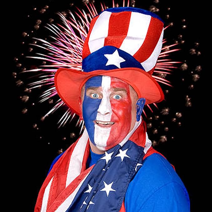 MEICOLY Red White Blue Face Body Paint Set,4th of July Accessories,4th of July Face Paint,4th of July Outfits for Women,Patriotic Independence Day Pride Face Paint with Painting Brushes and Sponges