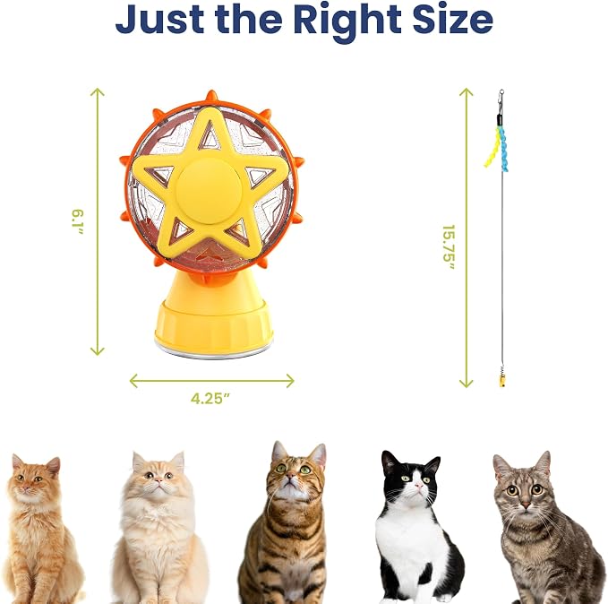 PAWSPIK 2-in-1 Interactive Spinning Wheel Snack Feeder & Teaser Cat Toy