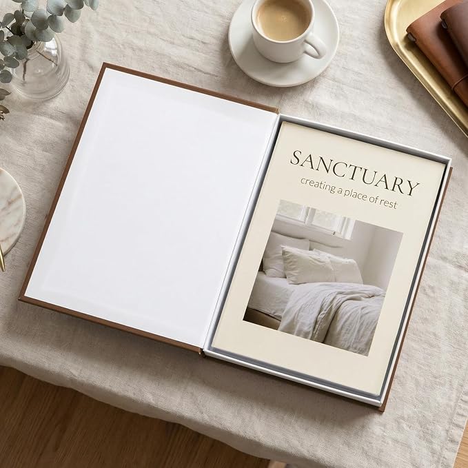 Decorative Book Boxes for Coffee Table Decor (Set of 2) - Faux Books with Hidden Storage - Modern Warm Luxury & Neutral Home Accents - Sanctuary & Kinship (Chocolate Brown & Beige)