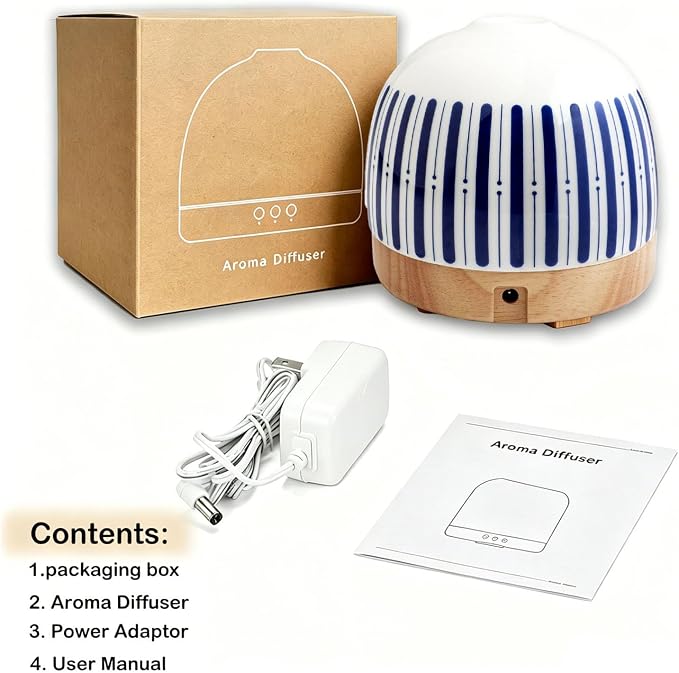 Essential Oil Diffuser Aromatherapy for Large Home, 300ML Aromatherapy Diffuser Humidifier, 3 Color LED Lights, Quiet Cool Mist Diffuser for Bedroom, Office, Gift for Mom Friend Women Gift (Blue)