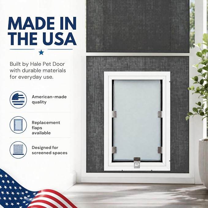 Screen Cat & Dog Doors | Single Flap | 1/2" Frame Screen Doors ONLY | Skilled Install Required | Heavy Frame of Extruded Aluminum | Steel Reinforced Corners | Fresh Air in, Bugs Out! | Hale Pet Door