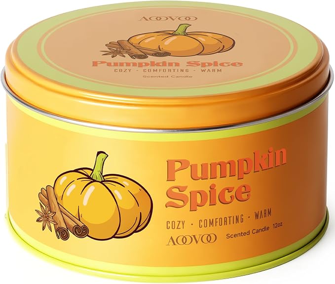 AOOVOO Pumpkin Spice Candle - 3 Wick 12oz Large Fall Candle, Soy Wax Strong Scented Candle Non Toxic, Long Lasting Candles for Home, Aromatherapy Autunm Candles Gift for Women Men