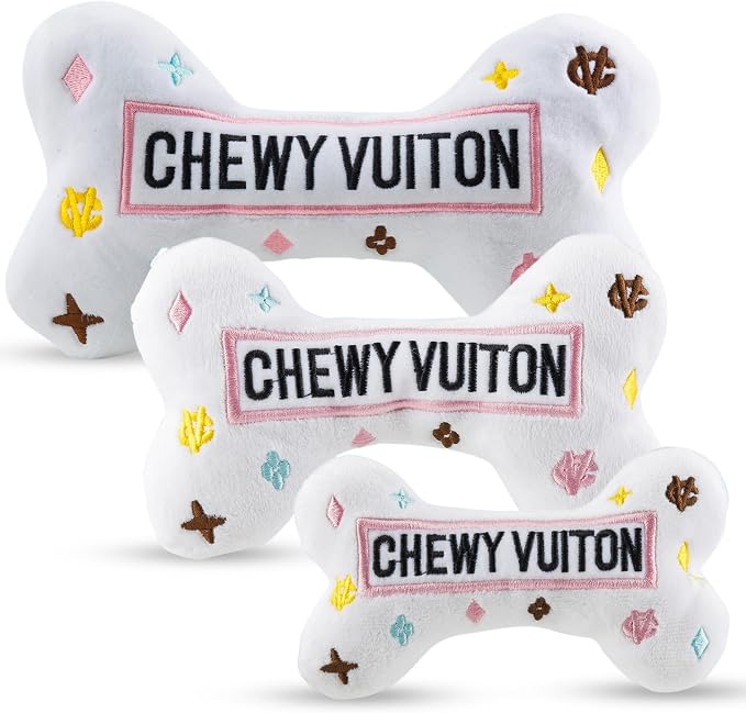Haute Diggity Dog Chewy Vuiton Bone Plush Dog Toy, Designer Parody Toy