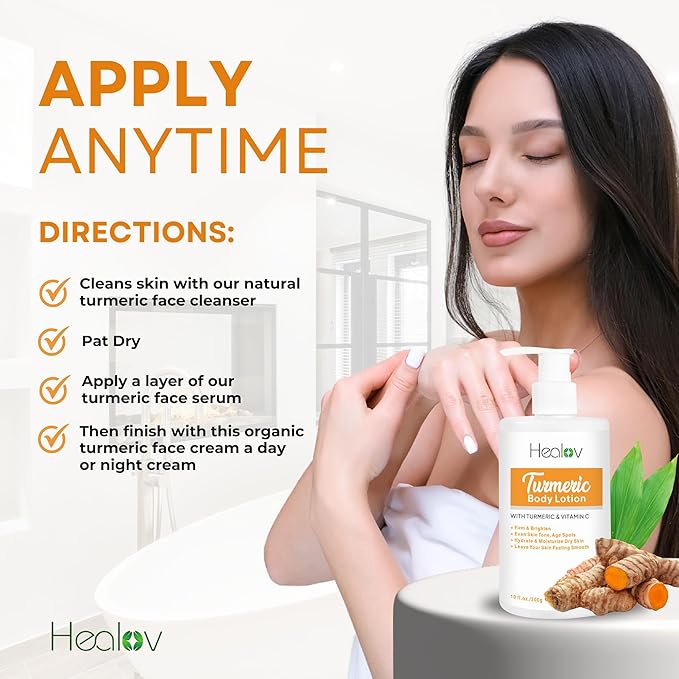 Herblov Turmeric Lotion for Dark Spots – Natural Skin Brightening Cream for Face & Body – Turmeric Face Cream to Cleanse Skin, Fight Acne, Even Tone, Clear Scars, Sun Damage, & Hyperpigmentation