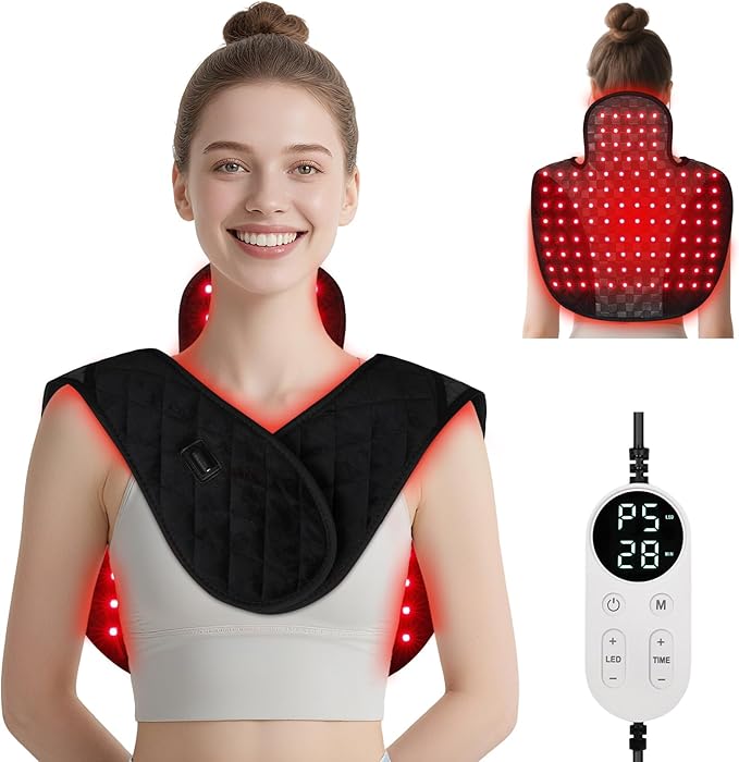 Cholas Red Light Therapy for Shoulder Back Neck, 3-in-1 Near Infrared Red Light Therapy for Body, 660nm and 850nm Wearable Red Light Pad with 3 Light Modes, 5 Brightness, 9 Timer for Office Home Use
