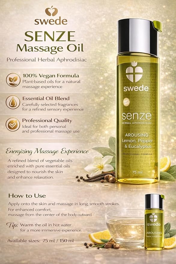 Swede Arousing Massage Oil Herbal Aphrodisiac Erotic Warming Body Oil Foreplay Sensual Massage Oil for Couples Yoni Relaxing Full Body Lotion Massage Oil Romatic Date Night Therapy 2.5oz 75ml