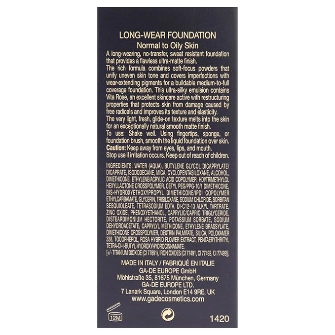 GA-DE Ultramate Long-Wear Foundation, 153 - Sweat-Resistant and No-Transfer Cream Foundation - Face Makeup for Flawless Ultra-Matte Finish - 1 oz