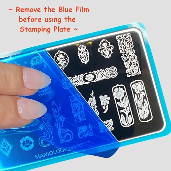 Maniology Korean Lacquerware Nail Stamping Plate | Korean Porcelain–Inspired Designs for Elegant DIY Manicures – Reusable, Rectangular Stainless Steel Nail Art Template