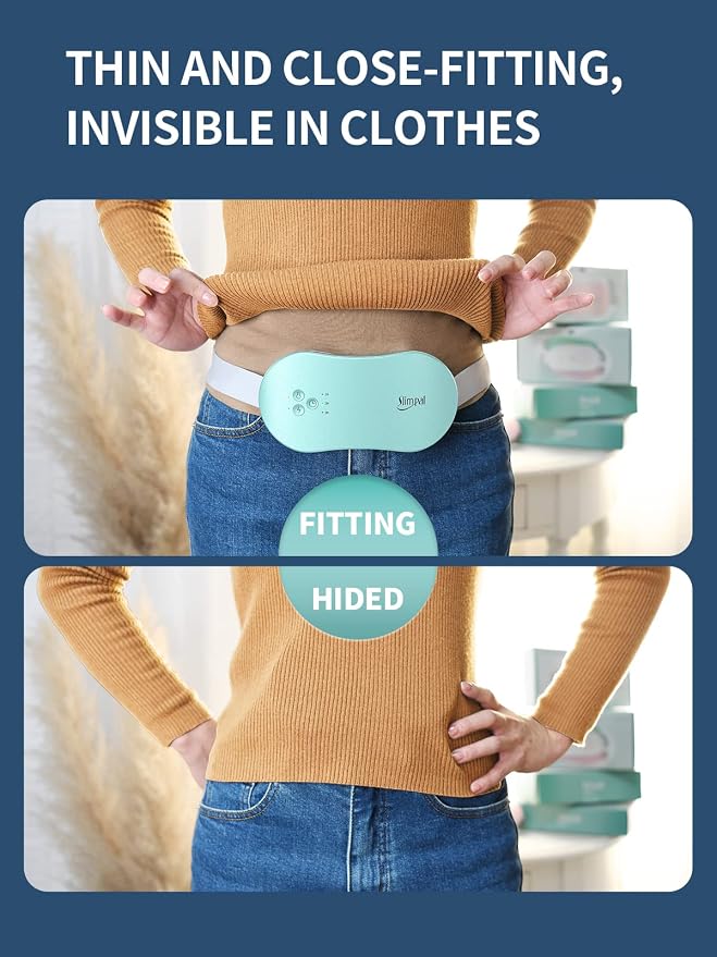 Slimpal Portable Heating Pad for Period Cramps, Electric Cordless Wearable Heat Pad Belt for Menstrual Cramps Relief, 3 Timer Auto Off Setting, Stocking Stuffers Christmas Gifts Her Women Girl, Aqua