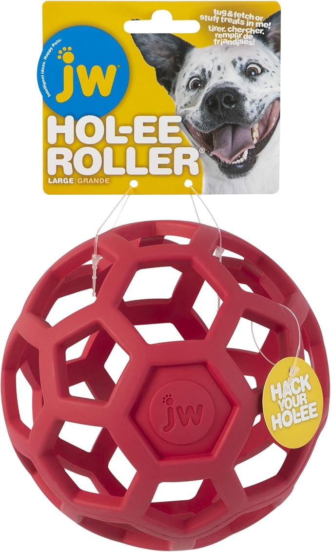 JW Pet HOL-ee Roller, Natural Rubber, Large 5.5in, Colors May Vary