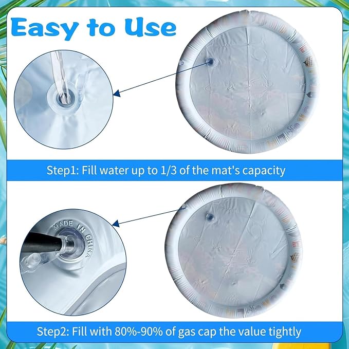 2 Pieces Upgraded Thickened Cat Water Mat,Water Sensory Play Mat with Fish | Interactive Cat Toy for Cats to Exercise,Hunting,Swatting,Aqua Anti-Scratch Leak Proof Foldable Play Mat with Fish for Pet