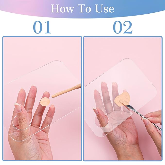 2 Set Acrylic Cosmetic Makeup Palette, Makeup Mixing Tray with Makeup Spatula for Cream Liquid Foundation Eye Shadow Lipsticks Nail Art Beauty Salon (Iridescent and Transparent)