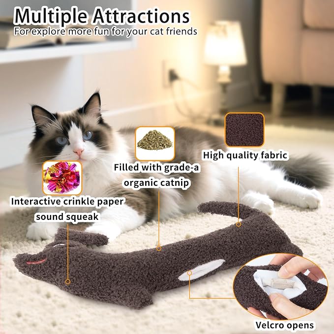 ETEKYER Refillable Catnip Cat Kicker Toy, Large, 13.77 Inches