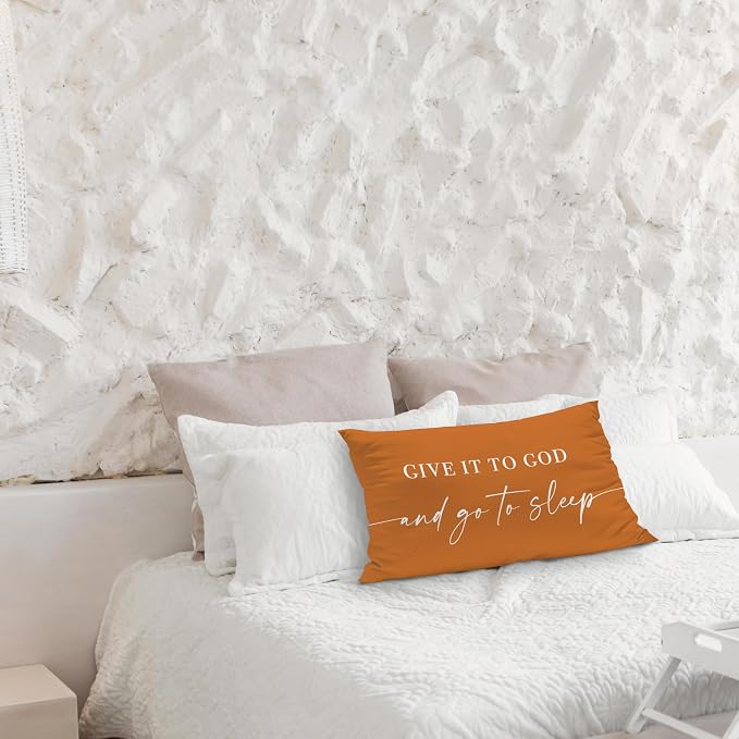 Give It to God and Go to Sleep, Decorative Pillows Cover for Bed, Throw Pillows Cover for Bed,12x20 Inch Pillow Case,Decorative Bed Pillows Cover for Bedroom Room(12x20,croci)
