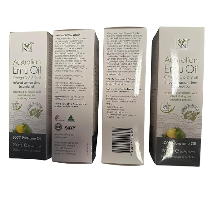 Y Not Natural Pure Emu Oil - Organic Moisture for Face, Body, Hair, Scalp & Nails - Rich in Omega 3-6-9, Vitamins & Essential Minerals - Australian Emu Oil (60ml) 2.03 fl oz - Lemon Lime
