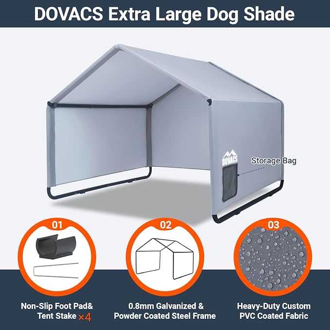 3 in 1 Extra Large Dog Canopy Outside,All-Season Outdoor Dog Shade XL with Roller Shutters and Removable Door,Pet Shelter Tent for Chicken Livestock 4'x 4'x 3.3' Winter & Summer and Rain