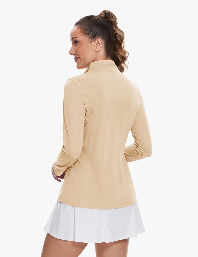 TACVASEN Women's Quarter Zip Pullover Golf Shirts UPF 50+ Long Sleeve Sun Shirts UV Protection Workout Tops