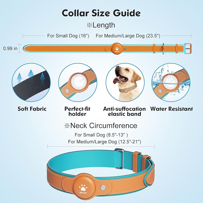 GPS Tracker for Dogs, 2 in 1 Smart Pet Collar (Only iOS), No Monthly Fee Waterproof Dog Collar with Real-time Tracking, Anti-Lost, 365-Day Long Battery GPS Tracker for All Sized Dogs(Locator Included)
