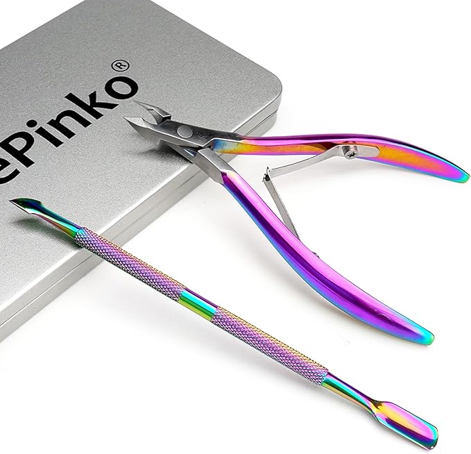 LePinko Professional Cuticle Trimmer with Cuticle Pusher, Super Labor-saving Dead Skin Nippers, Sharp Hangnail Remover for Fingernail Toenail, Pedicure Manicure Nail Care Tool for Women Men, 7mm Jaw