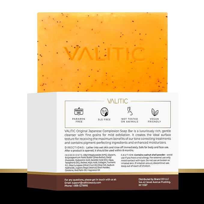 VALITIC Kojic Acid Soap - Turmeric Soap for Dark Spots for Face and Body - Exfoliating Bar for Hyperpigmentation, Skin Tone Corrector with Retinol, Vitamin C, Collagen and Hyaluronic Acid - 2 Pack