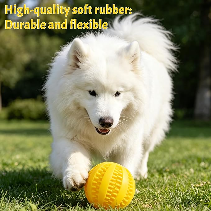 DAMAH Dog Treat Toy Ball, Interactive Tooth Cleaning Toy for Dogs, 2.8 Inch