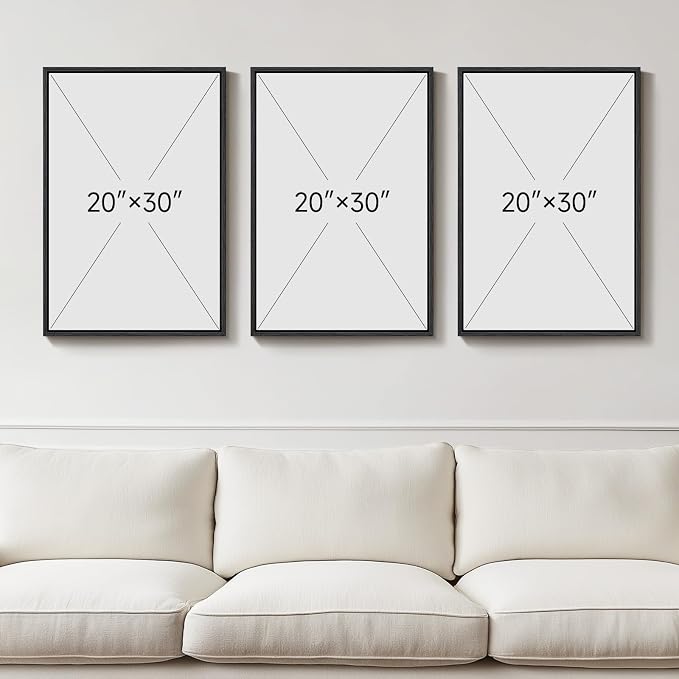 Large 3D Textured Framed Neutral Abstract Wall Art Set, 3 Piece, 20x30 In | Solid wood frames, sculptural relief details, white and brown tones, ready to display in living room, bedroom and lounge