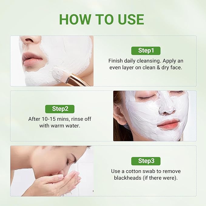 Dr.Leo 3X Acid Clay Mask with Amazonian White & Glacier Clay, Deep Cleansing Facial Skincare for Pore Minimizing Oil Control & Detox, Face Mask for All Skin Types, 3.53 oz