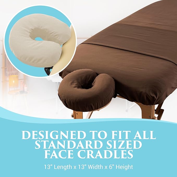 NRG Deluxe Flannel Face Cradle Covers 100% Brushed Cotton Face Rest Covers - Protect Your Massage Table Face Cradle - Adds Warmth and Comfort - 13" x 13" x 6" - 200 Thread Count - Dark Chocolate