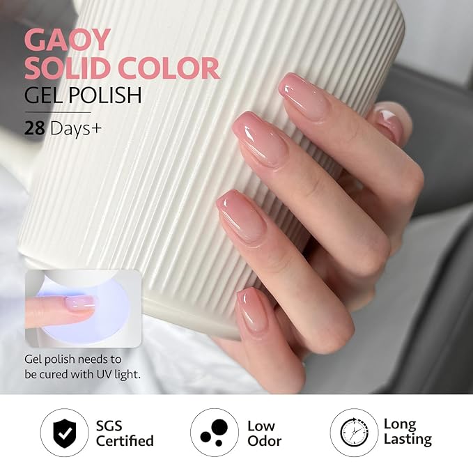 GAOY Pink Gel Nail Polish Set, 6 Colors Nude Jelly Pink, UV Light Cure Gel Polish for Nail Art DIY at Home