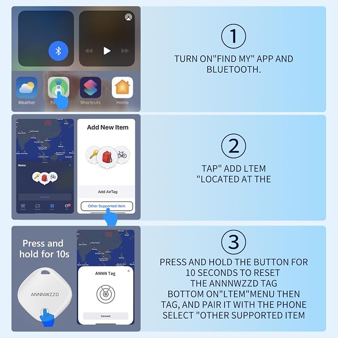 ANNNWZZD Tags 2 Pack Item Finders with Apple Find My APP (iOS Only) Help You Track Your Keys, Wallet, Luggage, Backpack, Super Lightweight (White+Black, 2 Pack)