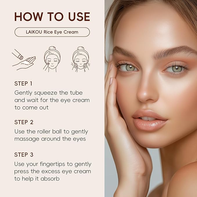 ARAKY Rice Under Eye Cream Roll-On for Dark Circles, Triple Roll & Glow the Skin Around The Eyes, Intense Hydrating & Firming, Serum for Eye Puffiness, Dullness, Dryness, Wrinkle Under The Eyes