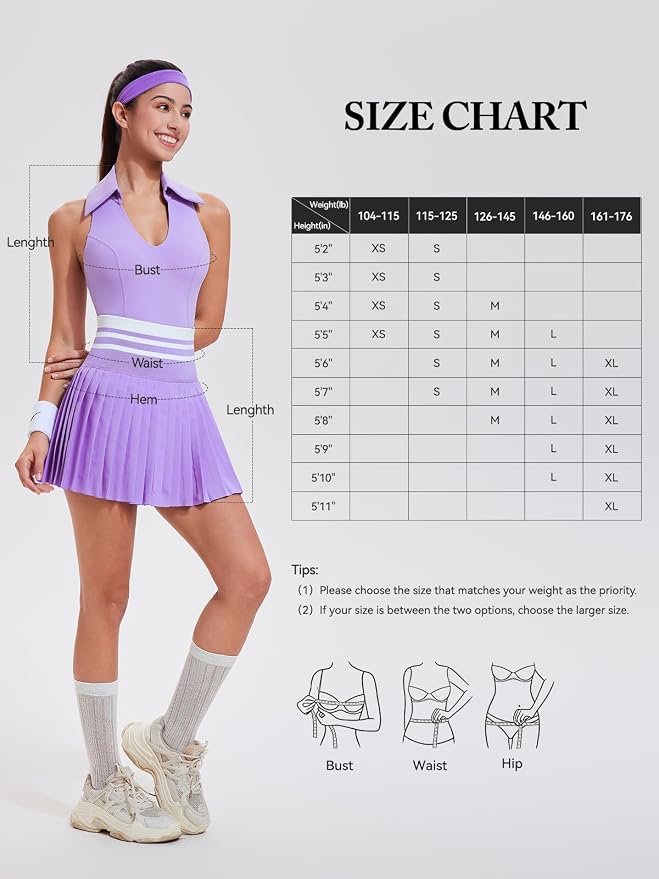 Women 2 Piece Tennis Skirt Set Polo Golf Outfits Racerback Tank Top Pleated Skort with Pockets Summer Workout Athletic Dress