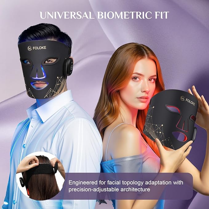 LED Light Therapy Mask Skin Care Mask, Glow Wireless LED Red LED Red 630±5nm & NIR 830nm Wavelength for Home Use