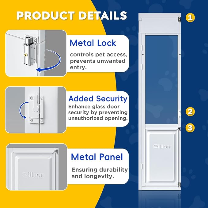 XLarge Dog Door for Sliding Glass Door,Openable Pet Door for Sliding Glass Doors,All-Metal Framed & Panel & Lock,Adjustable 75 7/8" to 81" Slider Height -Extra Large
