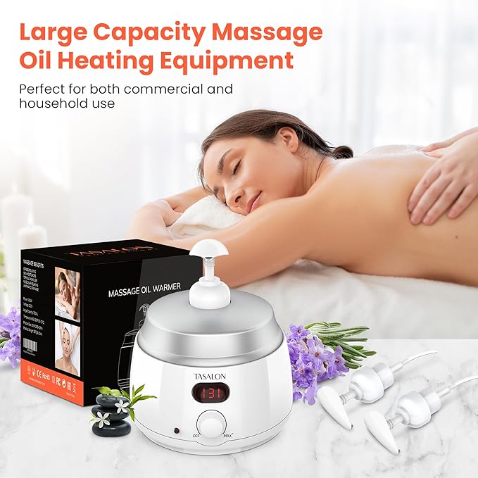 TASALON Professional Massage Oil Warmer with 2 Lockble Pump, 750ml Digital Massage Oil Heater, Electric Lotion Warmer Dispenser, Automatic Heated Lotion Dispenser for SPA, Salon, Barber, Home Use