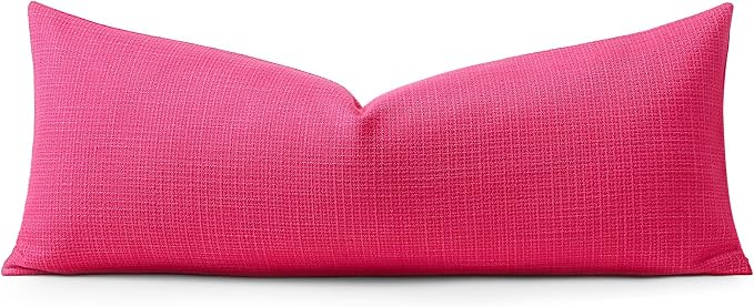 OTOSTAR Linen Throw Pillow Cover Set of 1 Decorative Long Lumbar Pillowcase Rectangle Cushion Cover 14x36 Inch for Home Decor Sofa Bedroom Car 35 x 90CM Hot Pink