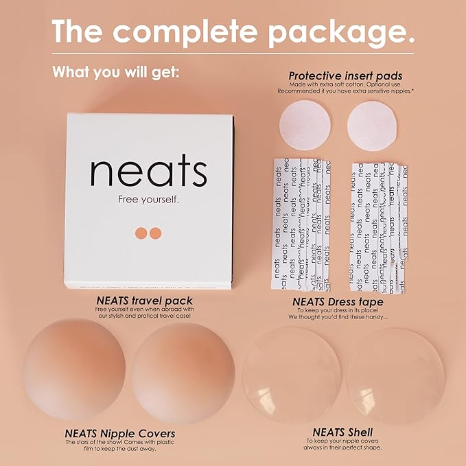 NEATS Nipple Covers for Women, Reusable & Hypoallergenic Adhesive Silicone Pasties