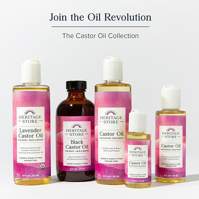 HERITAGE STORE Organic Castor Oil Pack Wrap Kit - Soothing Castor Oil Packs, Heat Compress for Abdomen, Joints, Overall Health - 16oz Cold Pressed Organic Castor Oil and 12 x 27 in. Wool Flannel Cloth
