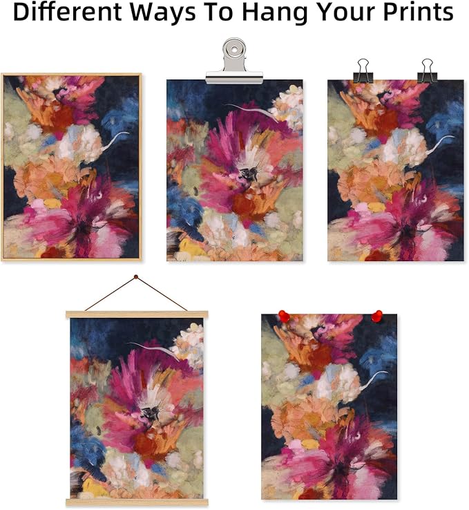 Colorful Abstract Wall Art Decor Modern Flower Canvas Wall Art Abstract Flower Pictures Painting Modern Colorful Artwork Posters Abstract Prints for Living Room Bedroom 24x36 Inch Unframed Set of 2