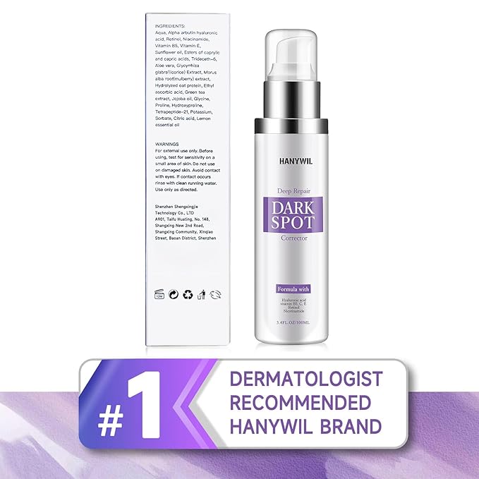 HANYWIL Dark Spot Remover for Face & Body Serum,Rapid Tone Repair Cream with Hyperpigmentation Treatment,Sun Spot, Age Spot & Melasma Remover,Dermatologist-Tested Brightening Retinol Serum (3.4 Fl Oz)