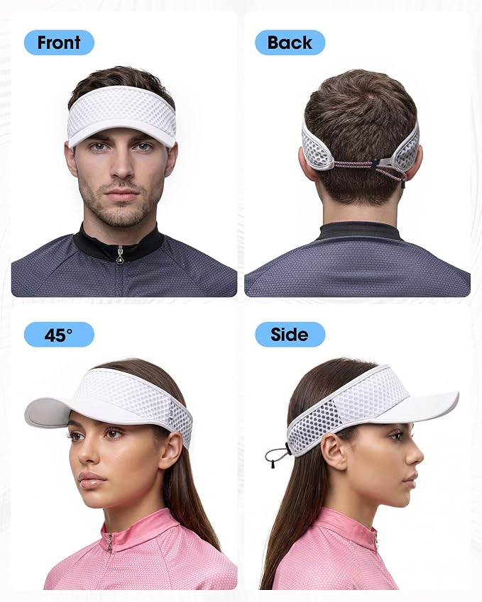 Mesh Breathable Sports Visor - Men Women Adjustable Lightweight Quick Dry Sun Hat for Tennis, Golf, Running