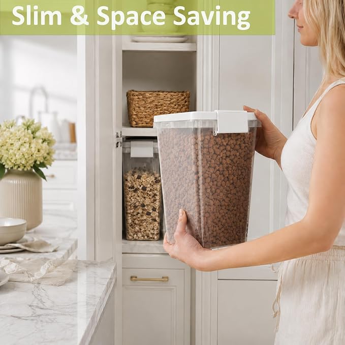 5-10 Lbs Airtight Cat Dog Food Storage Container, 8QT Compact Pet Food Bin