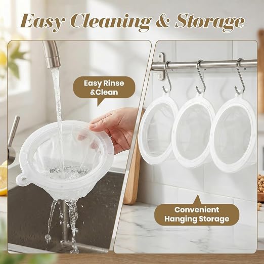 4 Pack Food-Grade Plastic Strainers, Filter Juice for Soybean Milk, Tea, Coffee, Honey Juices Wine and Liquid Transfer