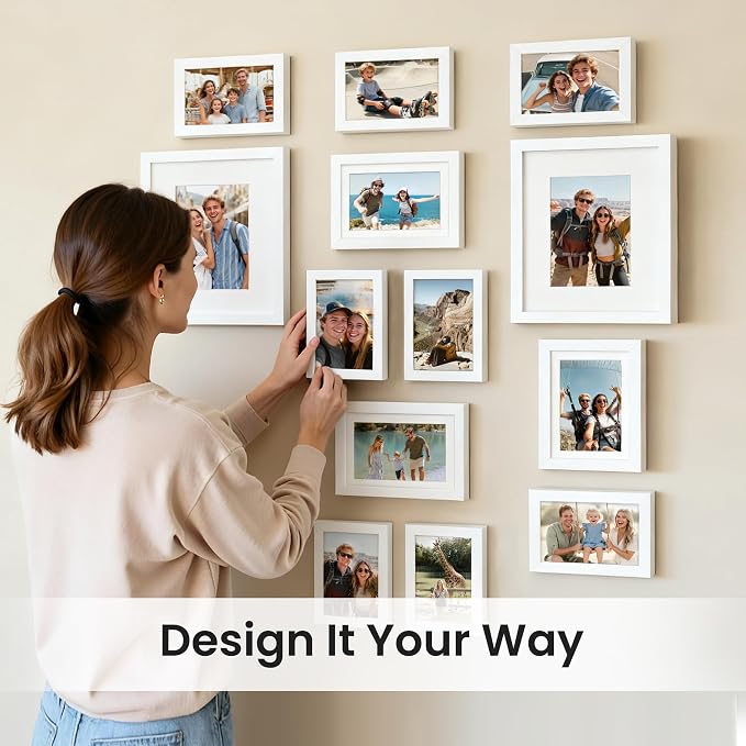 upsimples Picture Frames set of 19, Including 8x10, 5x7, 4x6 White Frame | Multi Picture Frames Collage Wall Decor, Gallery Wall Frame Set, Gift For Christmas, Mothers' day, Wedding, Dorm, Living Room