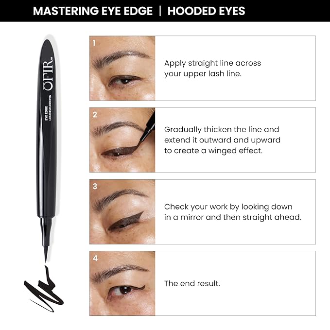 OFIR Eye Edge Liquid Eyeliner Pen | Water and Smudge Proof | Long Lasting Matte Finish, Soft Tip with Bold Pigment | Cruelty Free Formula | Black Eyeliner for Women | Onyx - Black | 0.04 Fl Oz
