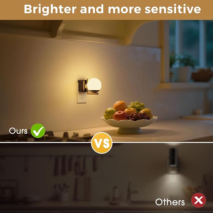 L LOHAS LED Night Lights Plug Into Wall, Dusk to Dawn Sensor | Soft White 3000K Nightlight, 0-100LM Adjustable Brightness, Plug in Night Light for Bathroom, Hallway, Bedroom, Stairway