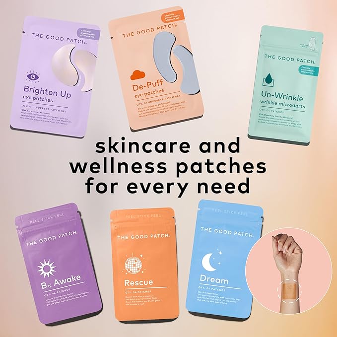 The Good Patch De-Puff Cooling Hydrogel Under Eye Patches for Puffy Eyes and Under Eye Bags, Made with Caffeine, Aloe Vera, Gotu Kola, Clinically Proven (6 Total Patch Sets)